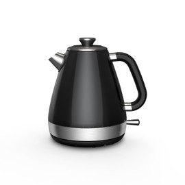Bojurgle 1.7L Retro Electric Kettle, 1200w Fast Boiling, Stainless Steel Hot Water Kettle Electric, Auto Shut-Off, Cordless, Boil-Dry Protection, Black