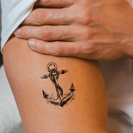 Inkster Tattoo Anchor of the Deep | Tattoo Men | Temporary Tattoos 2 Weeks | Skin-Friendly & EU Cosmetic Certified | High-Quality Temporary Tattoos Made from Plant Ingredients | Waterproof