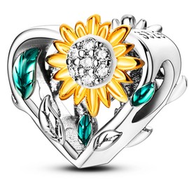 NUJIFFY 925 Sterling Silver Charms Bead for Bracelets & Necklaces, Clover Sunflower Bee Honeycomb Pendant, Mobius Strip U-Shaped Ladybug Bead Charm, Cool Graduation Gifts Jewelry for Women