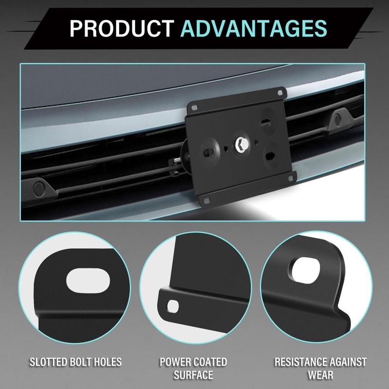 New No Drill Front Bumper Grille License Plate Mount Bracket