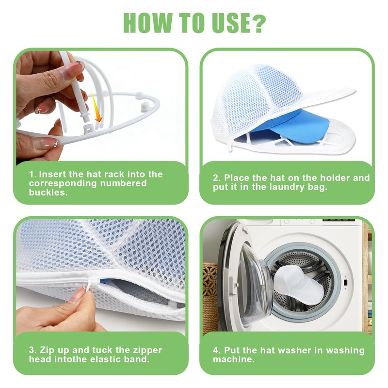 FASTSPOK Baseball Cap Washer Cage with Laundry Mesh Bag, Cap