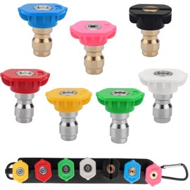 Gasea 7 Pcs Pressure Washer Spary Nozzles Tips, 1/4 Inch Quick Release Multiple Degrees Connection Power Washer Tips, 4000 PSI, 2.5 GPM