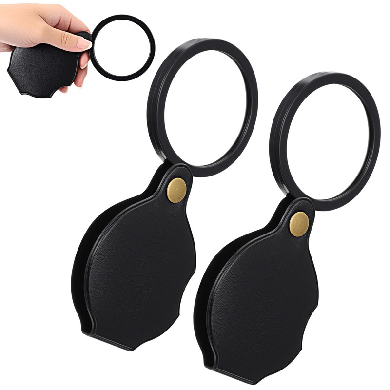 2 Pcs 20X Pocket Magnifying Glass, Rotating Folding Mini Magnifier