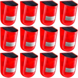 Qualirey 6 Pack Solar Sound and Light Alarm Motion Sensor 129db Outdoor Security Siren Waterproof Motion Activated Detector Alarm 6 LEDs Flash Warning Strobe System for Home, Farm (Red)