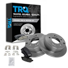 TRQ Rear Brake Pad & Rotor Kit Brake Pads Brake Rotor Ceramic Compatible with 2010-2013 Kia Soul