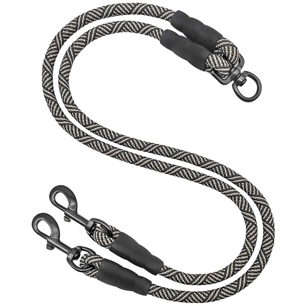 Mycicy Double Dog Leash Coupler, Tandem Leash for Two Dogs, No Tangle 360° Swivel Rotation Dual Strong Splitter, for Large Medium Small Dogs (33inch)