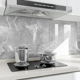 Chejiaye Marble Contact Paper,Wallpaper Peel and Stick Kitchen,Marble Wallpaper Vinyl Waterproof Contact Paper for Cabinets Countertops Wall Covering 17.7''x393.7'' Grey2