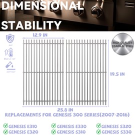 1 Pc 19.5" Stainless Steel Cooking Grate for Weber Genesis 300 Series,Genesis E310 E320 E330 S310 S320 S330 EP310 EP320 EP330 Gas Grill, Cooking Grids Grate Replacement for Weber 7528/7524