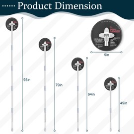 Pole Sander For Drywall, Sanding Pole – 49-93 Inch Manual Hand Drywall Sander with Extension Pole, Perfect for Painting | Complete with 5 Sanding Sheets (60, 100, 180, 240, 320 Grit)