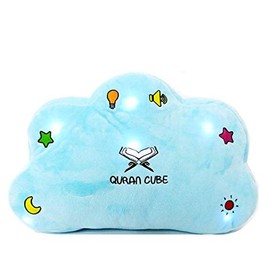 QuranCube QURAN PILLOW – DUA KALIMA SURAH – LIGHT AND SOUND - SOFT & CUDDLY - BEST GIFT FOR YOUR KIDS & FAMILY LEARN QURAN, DUAS FROM EARLY AGE,DUROOD SHARIF,KALIMA ENGLISH DUAS (Blue)