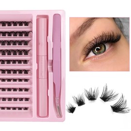 Dense And Naturally Curled Segmented False Eyelashes Set (With Tweezers), Soft, Light, Slender, Reusable Strip-shaped Thick False Eyelashes