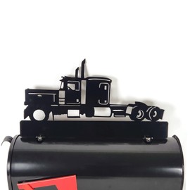 Farm and Ranch Metal Mailbox Topper (CUSTOMIZED Semi Truck, Starry Night Black)