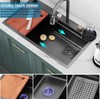 Black Nano Kitchen Sink 304 Stainless Steel Waterfall Sink Single