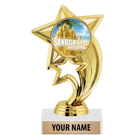 6" Gold Sandcastle Building Trophies, Custom Star Rocket Sandcastle Building Trophy Award Prime