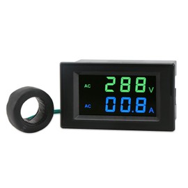 DROK LCD Screen Digital Multimeter Voltmeter Ammeter AC 80-300V Voltage Current Meter Gauge with 100A Current Sensor Transformer 2-Wire Digital Voltage Amplifier Monitor Panel (2nd Generation)