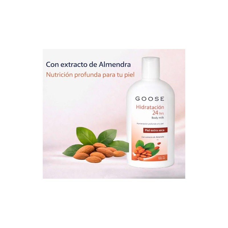 GOOSE Crema Corporal Hidratante 500 ml con Almendra – Nutrición