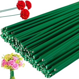100 Pcs 14 Inch 2mm Floral Stems Wire,Dark Green Crafting Flower Plastic Wrap Stem for Artificial Flowers Arrangements,DIY Crafts Bouquets Flower Making Supplies Climbing Plants Support Thick 18 Gauge
