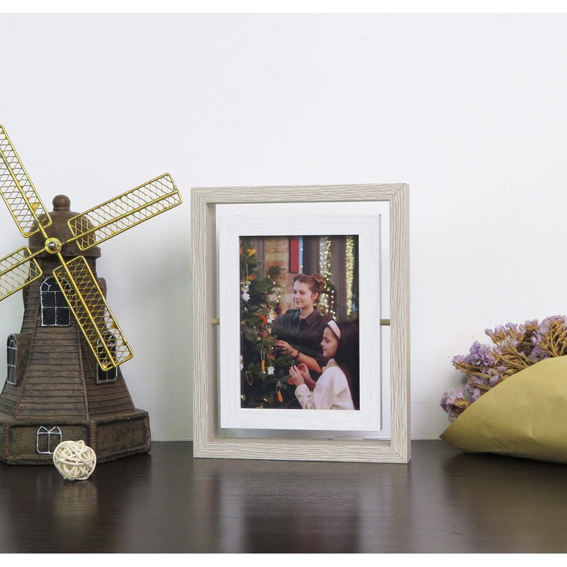 Smiling Art Creative Wooden Picture Frame for 2 Photos with