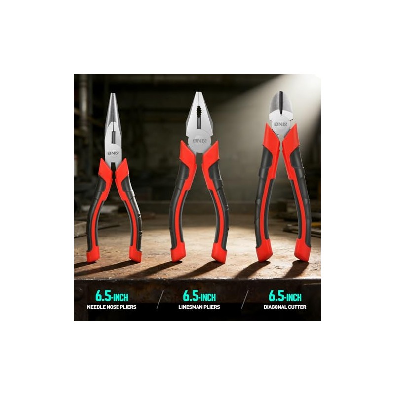 DNA Motoring Juego de Alicates 3 Piezas Linesman 6.5 Pulgadas