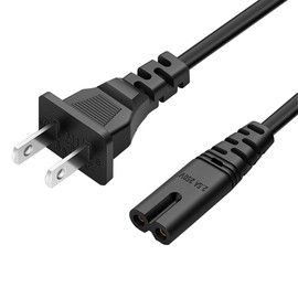 2 Prong AC Cable Replacement Power Cord 6 Feet (Black)