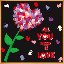 gisgfim 115PCS Valentine's Day Classroom Bulletin Board Set Pink Red Handprint Classroom Decorations Valentine's Day Handprint Bulletin Board Colorful Hand Cutouts for School Home Wall Door Decor