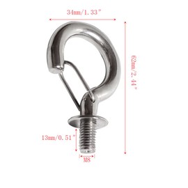 bjsdkff Stainless Steel M8/M10 Storage Hook, 4 Pieces, Heavy Duty, Rustproof, for Hanging Rowing Racks, Hammock, Awning, Chain, Basket, Sandbag, 35lbs Capacity