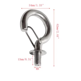bjsdkff Stainless Steel M8/M10 Storage Hook, 4 Pieces, Heavy Duty, Rustproof, for Hanging Rowing Racks, Hammock, Awning, Chain, Basket, Sandbag, 35lbs Capacity
