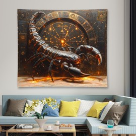 Liuzhouzai Vintage Zodiac Scorpio Tapestry Wall Hanging Astrology Home Decoration Aesthetics Suitable for Bedroom Living Room Dormitory Office Wall Decor 60x50 Inches