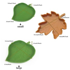 3 Pieces Water Bowl Reptile Food Bowl, Green Leaf and Maple Leaf Shape Suitable for Pets Crawling Lizard Turtle