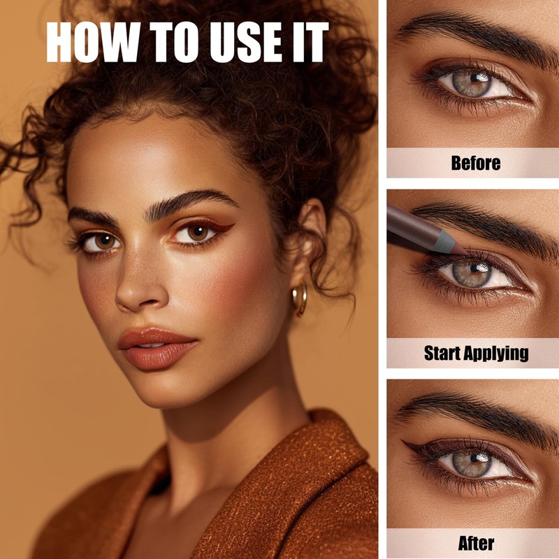 Waterproof Eyeliner Pencil, Gel, Long-Wear, for Women (Chocolate)