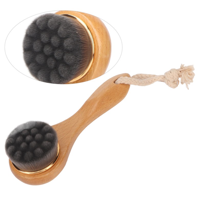 Manual Facial Cleansing Brush Men Women Beech Handle Soft Fiber