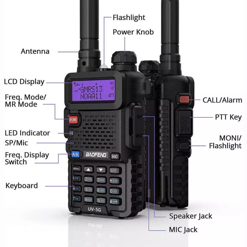 Baofeng UV-5X / UV-5G [1 Pair] GMRS Radio | 5W