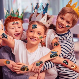 winthrop 240 Pcs Monster Truck Temporary Tattoos for Kids, Individually Wrapped Waterproof Safety Truck Tattoos Stickers, Best Choice for Classroom Gifts Bag Stuffers, 60 Different Designs Big Cars