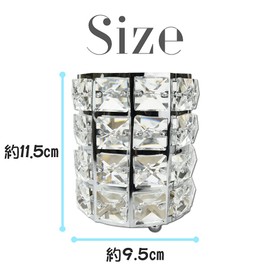 Crystal Cylindrical Makeup Brush Case Stand for Home Decor Makeup Tool Stationery (Set of 2, Silver)