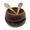 VIE Gourmet Coconut Bowls and Spoons, Set of 2, Black,