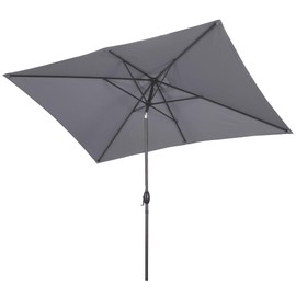 SUNVIVI OUTDOOR 6.5 x 10 Ft Rectangular Patio Umbrella Aluminum Pole, Outdoor Table Market Umbrella with Crank, 6 Steel Ribs, Polyester Canopy, Grey