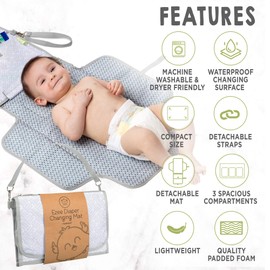 KeaBabies Portable Diaper Changing Pad and Diaper Bag Backpack - Waterproof Foldable Baby Changing Mat - Waterproof Multi Function Baby Travel Bags - Diaper Changing Station - ravel Diaper Change Pad