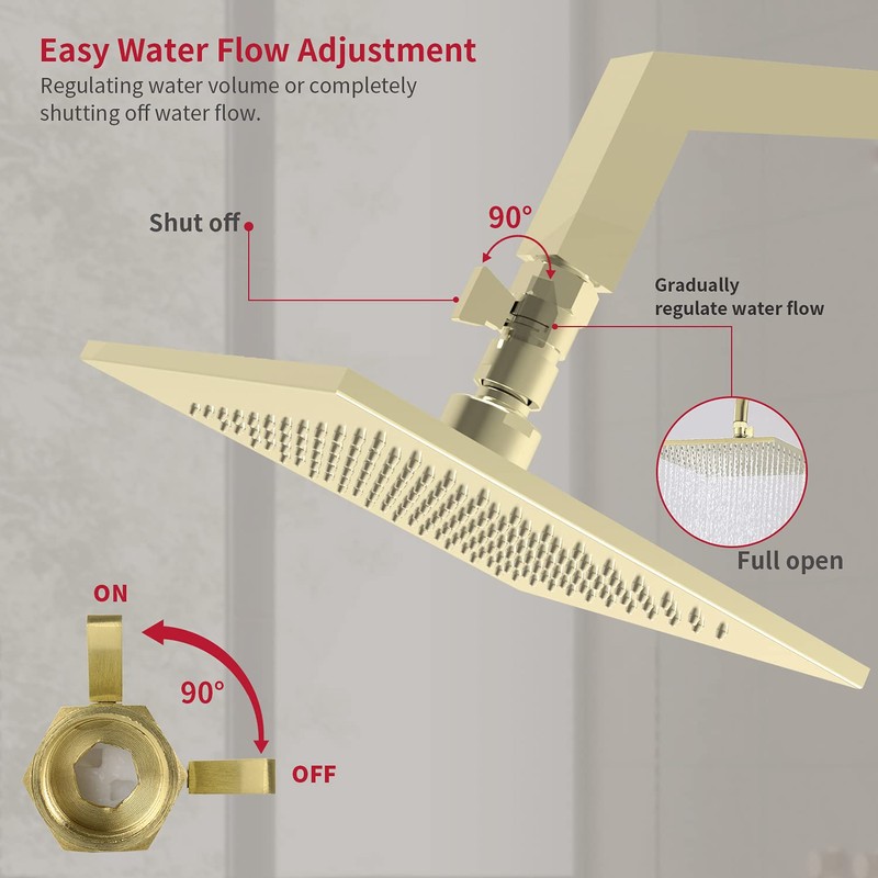 Water Flow Control Valve Brass Shut Off Valve,Brushed Brass Adjustable