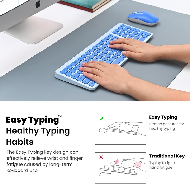 cimetech Wireless Keyboard Mouse Combo, Compact Full Size Wireless Keyboard