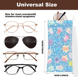 2Pcs Sunglass Eyeglass Glasses Case Soft PU Leather with Cleaning Cloth Soft Sunglasses Case Cute Aesthetic Portable Travel Glasses Pouch Bag for Men Women Girls（Colorful Turtle Pattern