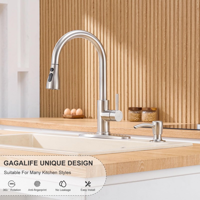 GAGALIFE Kitchen Sink Soap Dispenser with 17 OZ Large Bottle