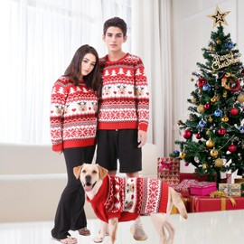 MuYaoPet Family Matching Dog and Owner Clothes Outfits,Christmas Pet Cat Sweater Costume for Small Medium Extra Large Dogs/Women/Men-Dog and Owner Matching Sweaters Separately(Only For Human, Human S)