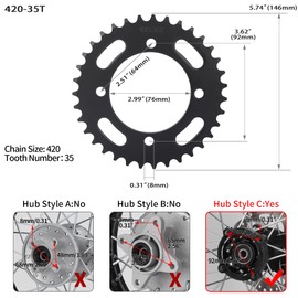 RUTU 420 Chain Sprocket Rear Sprocket 35 Tooth 76mm for Chinese 50 70 90 110 125 140cc 150 160 170 Cc Apollo RFZ CRF50 XR50 SDG IMR SSR YCF Kayo Thumpstar Coolster Pit Dirt Motor Bike Motorcycle