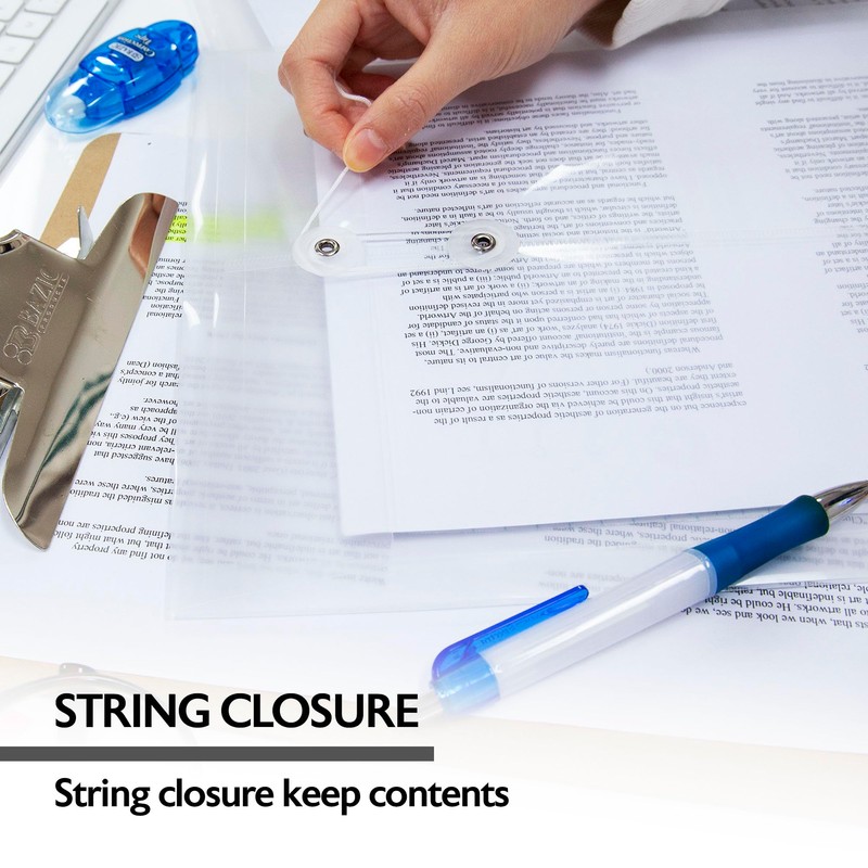 BAZIC Products Plastic Envelopes with String Closure, Clear Poly Envelopes