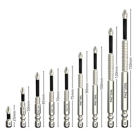 High-Magnetic Screwdriver Drill Bit Set,9 PCS Anti-Slip Magnetic Electric Screwdriver Set,Screwdriver Drill Bit Set for Electric Tools,Impact Driver (25 50 65 70 75 90 100 120 150mm)