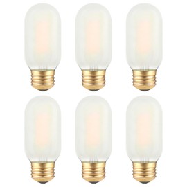 TOKCON Frosted T45 LED Bulb- Vintage E26 Base Edison Light Bulbs 40 Watt Equivalent- Dimmable Decorative Antique T14 Filament Tubular Bulbs- 4W 2700K Soft Warm White- 6 Count