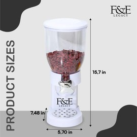 F&E Legacy Cereal Dispenser – Airtight Food Container for Easy Access and Storage – Ideal for Cereals, Oats, Snacks, and More – Perfect for Organized Kitchens and Dining Rooms