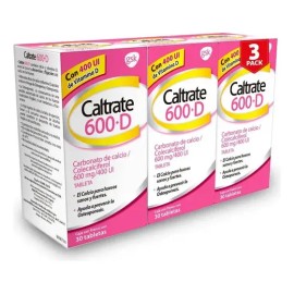 Caltrate 600d 30 Tabs Suplemento Calcio Y Vitamina D 3 Pack