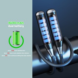 Auriculares Bluetooth con banda para el cuello de tiempo de reproducción de 200 horas, auriculares inalámbricos con visualización digital, Bluetooth 5.3, modo de juego, 7 modos de ecualización, compatible con tarjeta TF, conexión multipunto, carga rápida