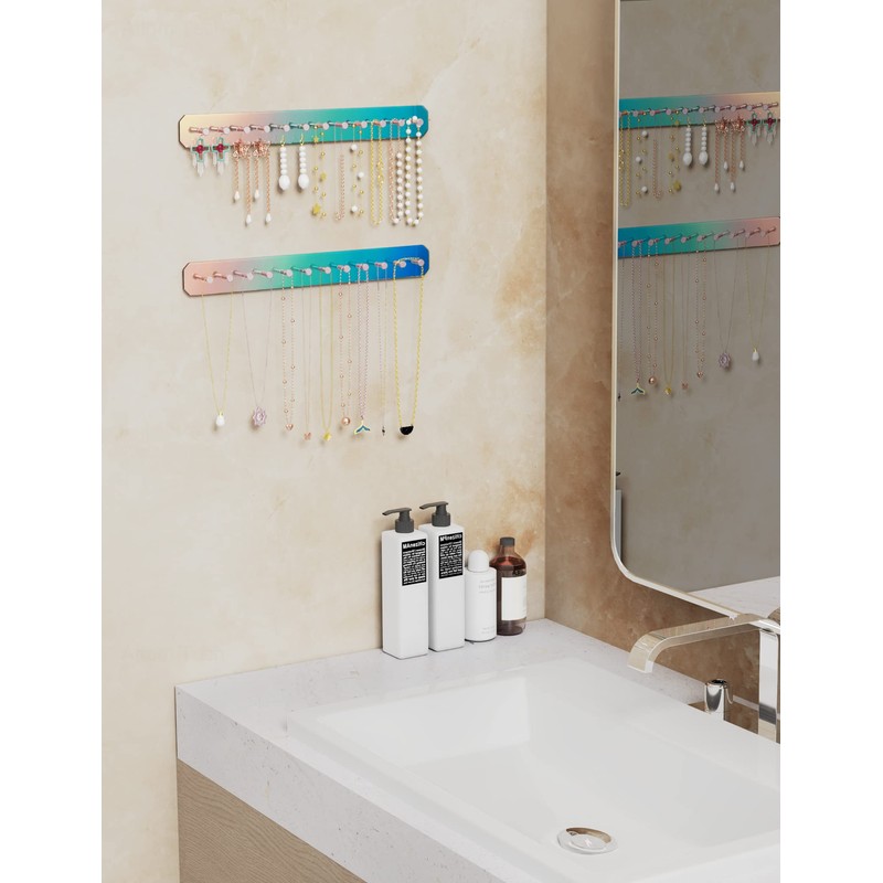 NiHome Wall Mount Acrylic Jewelry Organizer 2-Pack, Durable Sleek Rack